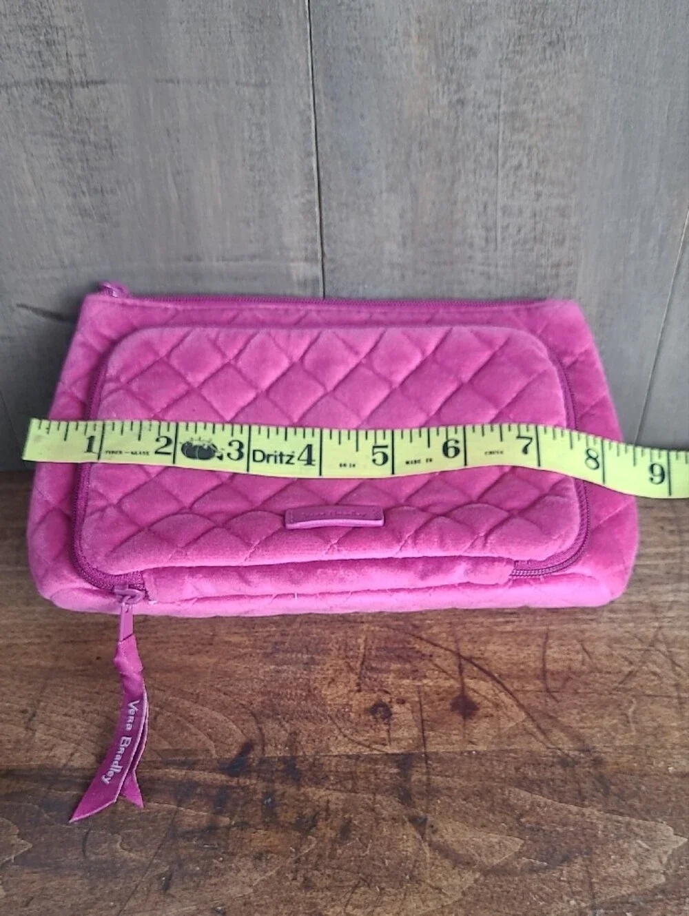 EUC Vera Bradley Magenta Quilted Cosmetic Pouch Makeup Bag Women's Small Travel